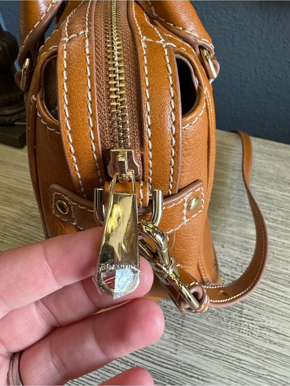 NEW!!! Brahmin Micaela Cognac Leather Satchel with Removable Crossbody Strap